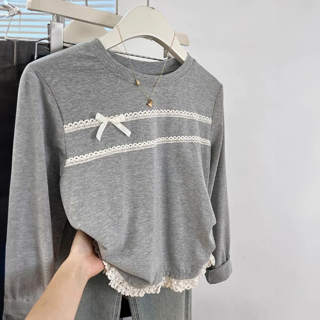 Casual Style Lace Long-sleeved Bottoming Shirt T-shirt Women's Clothing 2025 Autumn and Winter Amazon Independent Site