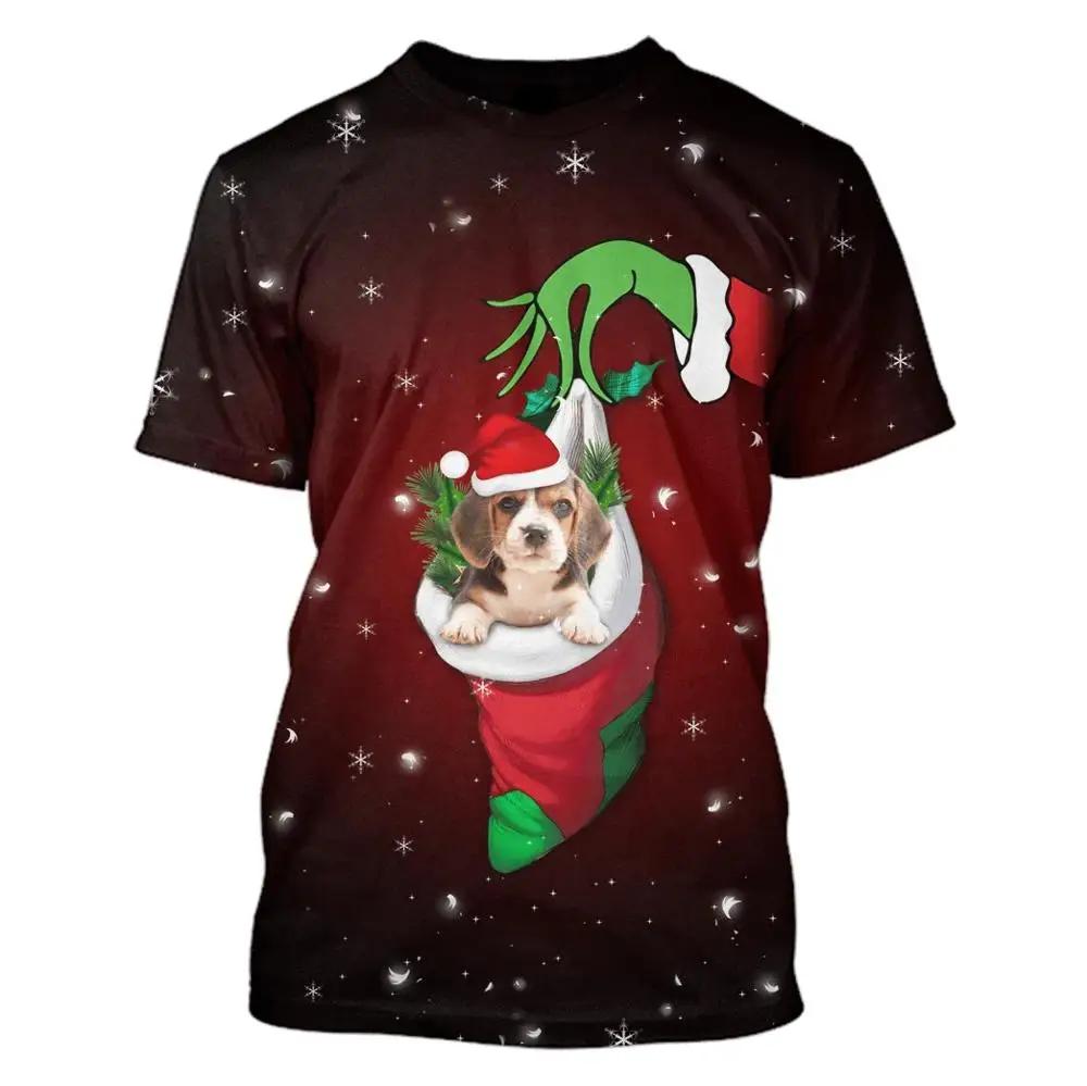 New Year Christmas Men's T-shirt O Collar Cosplay Clothing HD 3D Printed Casual Short Sleeve Shirt Oversized Hip Hop Street Top
