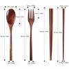 AOOSY Wooden Spoon, Fork, and Chopsticks (6-Piece Set, 2-Piece Set) - Natural Wood Tableware Set, Carved from a Block of Wood, No Glue, with Natural L