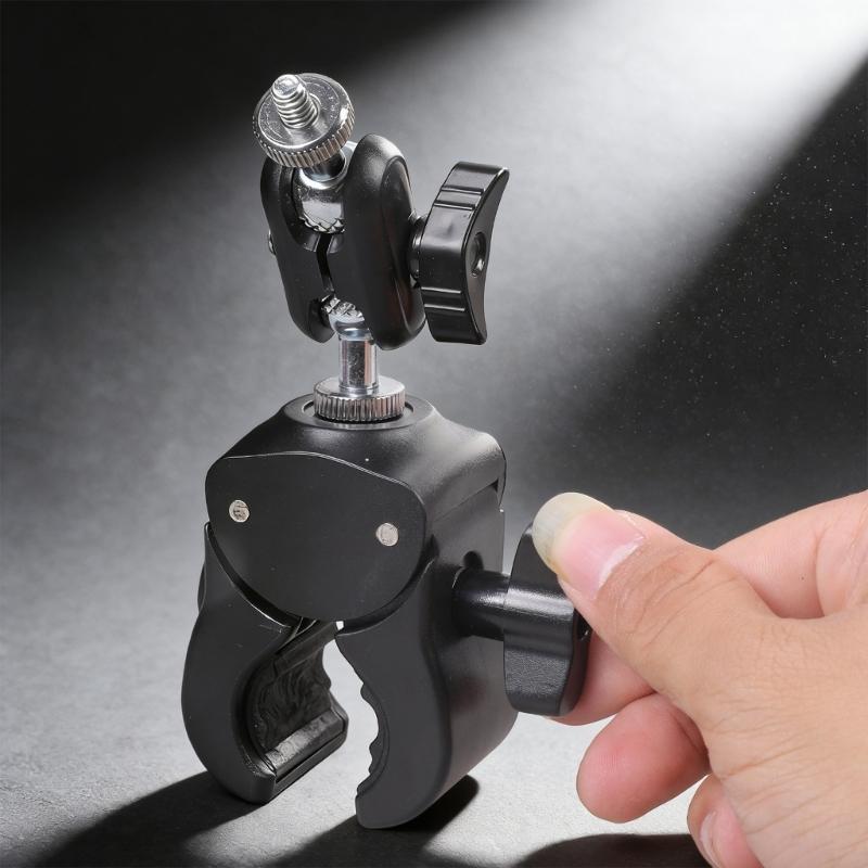 Sturdy Double Hole Photography Clamp With 360 Degree Rotation for Mounting on Bicycles Handlebar Desktop and Tripods