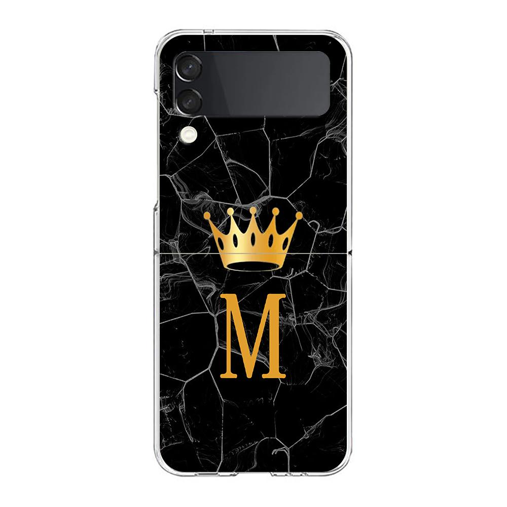 

Чехол для телефона Samsung Galaxy Z Flip 3 4 5, прозрачный складной, жесткий корпус из поликарбоната для Galaxy Z Flip 3 5, чехол с короной и буквами от A до Z Galaxy Z Flip 5