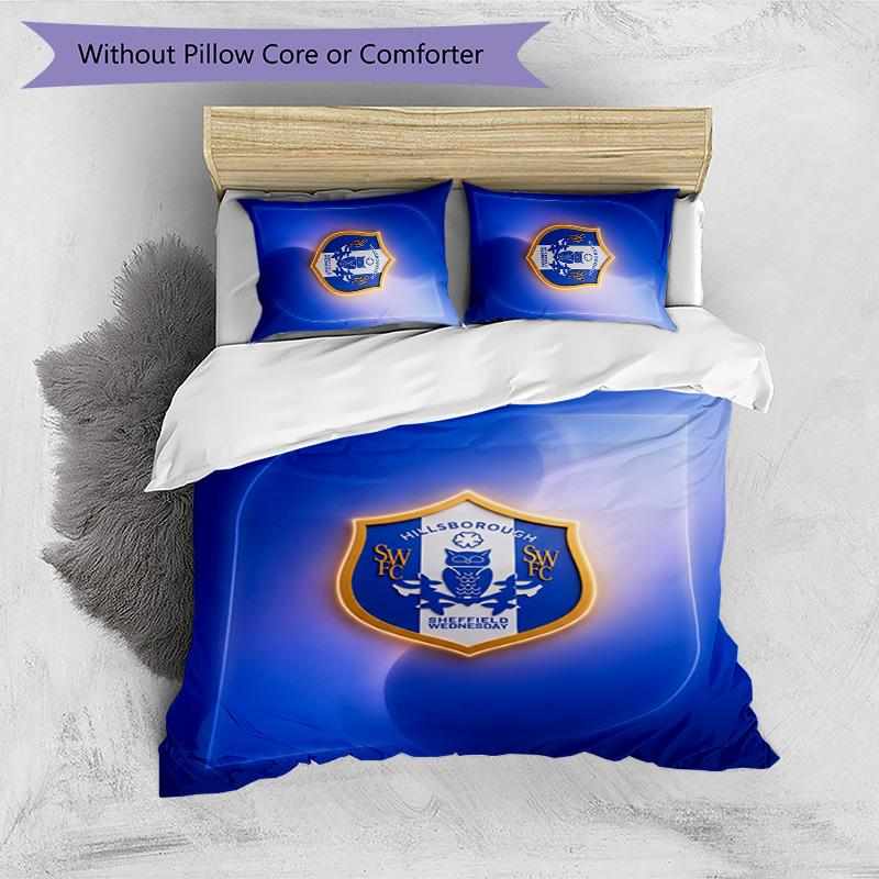 Sheffield Wednesday Football Printed 3 Pieces Bedding Set, Comfortable Skin Friendly Bedroom Duvet Cover Set