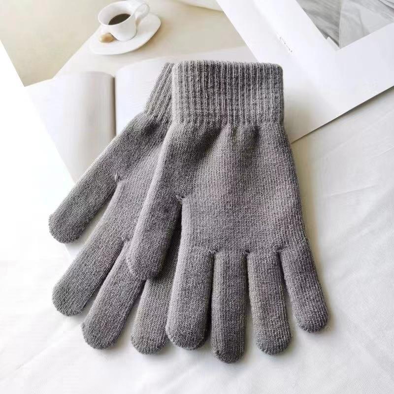 

Женские перчатки вязаные однотонные осенне-зимние утеплители для рук с утолщенной подкладкой для катания на лыжах короткие женские варежки с полными пальцами one size серый