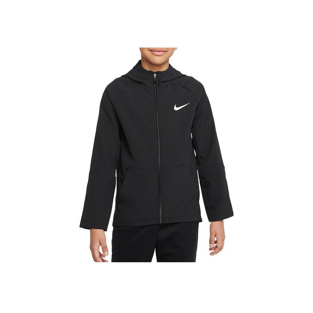 Nike Dri-FIT Solid Logo Woven Training Hoodie Kids Jackets Black DO7095-010