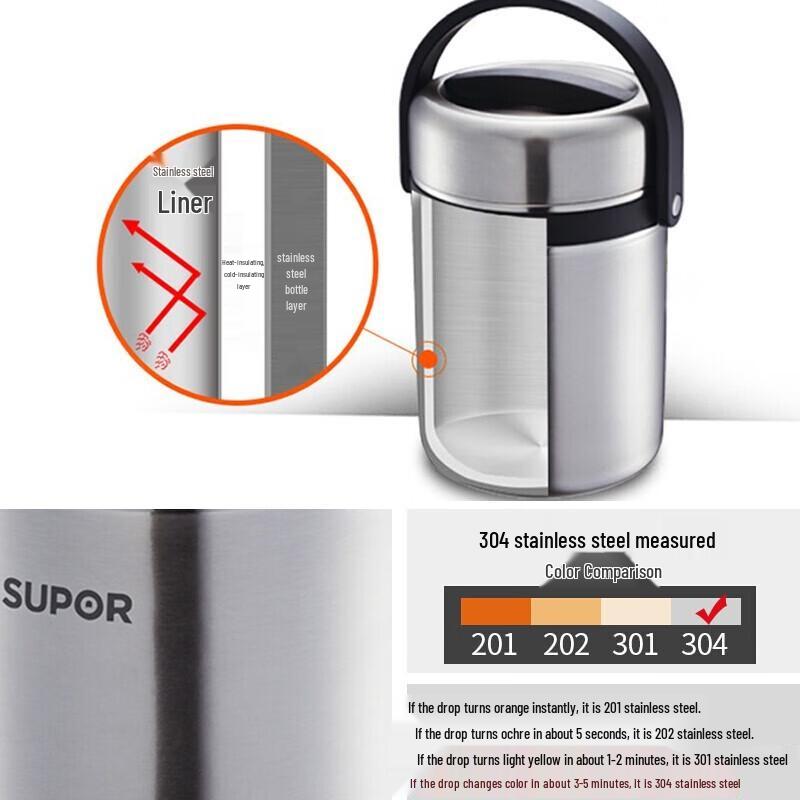 Supor 2.5L 3-Layer Stainless Steel Vacuum Insulated Food Container