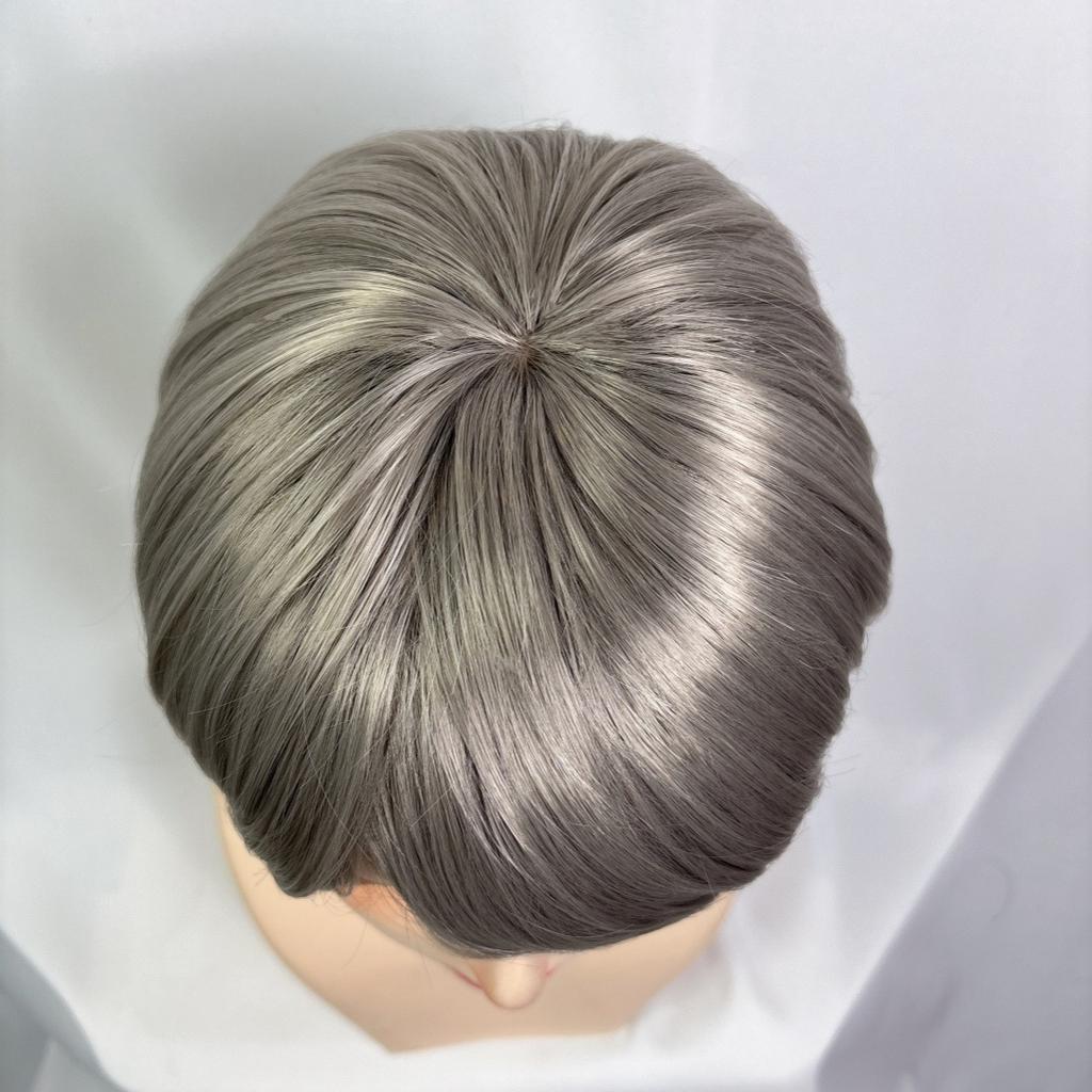 Synthetische kurze Herrenperücken mit Pony, modisch, gemischt, schwarz-grau, natürliches Kunsthaar, Alltags-Partyperücke, hitzebeständige Faser