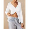 Women'S V-Neck Sexy T-Shirt For Autumn And Winter, Niche Design, Slim Fit Short Style, Exposed Navel Cardigan Top