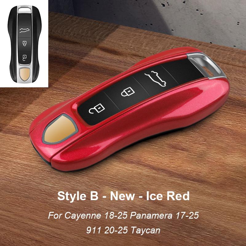 Solid Color ABS For Porsche Panamera Macan 718 Taycan 911 Cayman Boxster 971 Remote Smart Car Key Case Cover Car Accessories