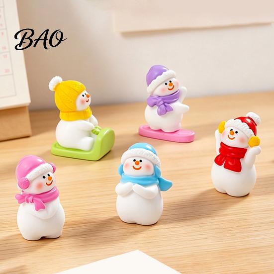 Doll House Miniature Figures Mini Snowman Figurine, Christmas Skiing Dolls, Small Desktop Car DIY Micro Landscape Accessories Dashboard Figurines,