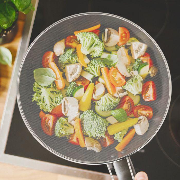 Relaxdays Couvercle anti-projection, poêle, x2, inox, 25 & 33 cm, contre éclaboussures de graisse, poignée, argenté