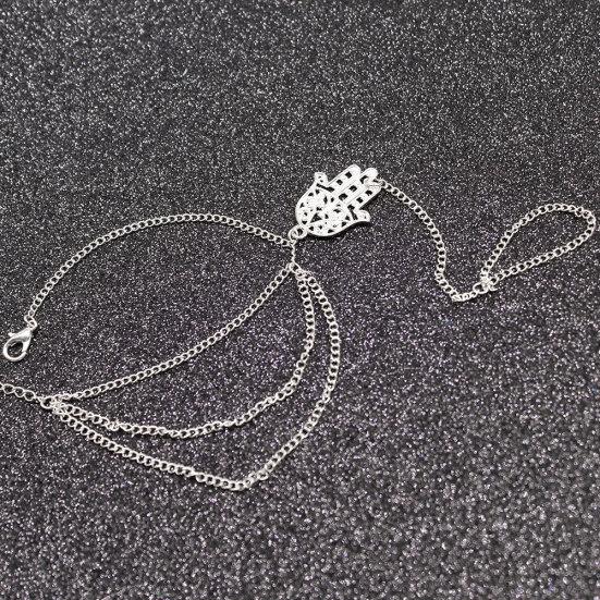 Dámský náramek Hamsa Hand Asymetric Slave Tassel Chain Chain Finger Ring