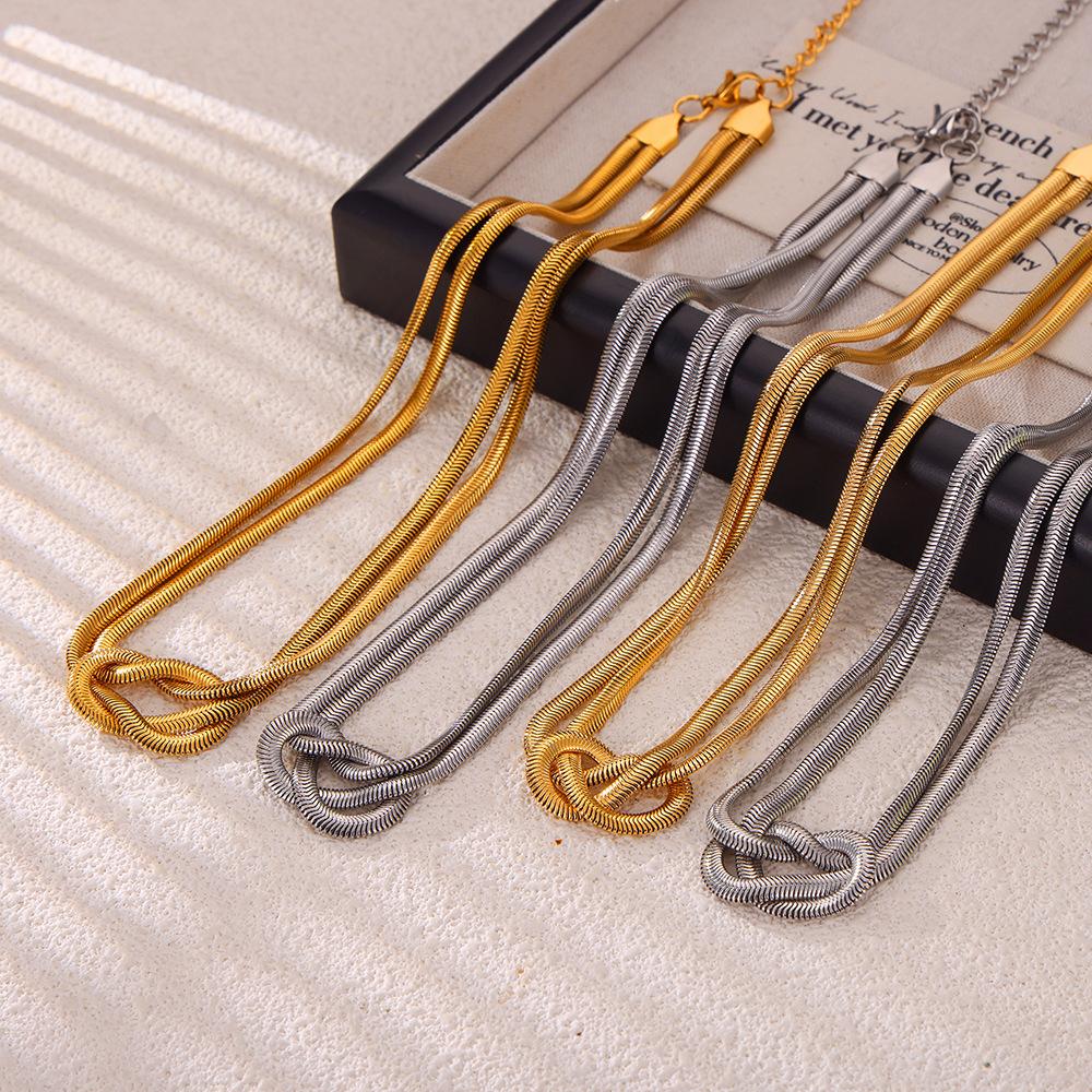 Titanstahl Schlangenkette Geflochten Geknotete Halskette Titanstahl Nischendesign Armband Schmuckset