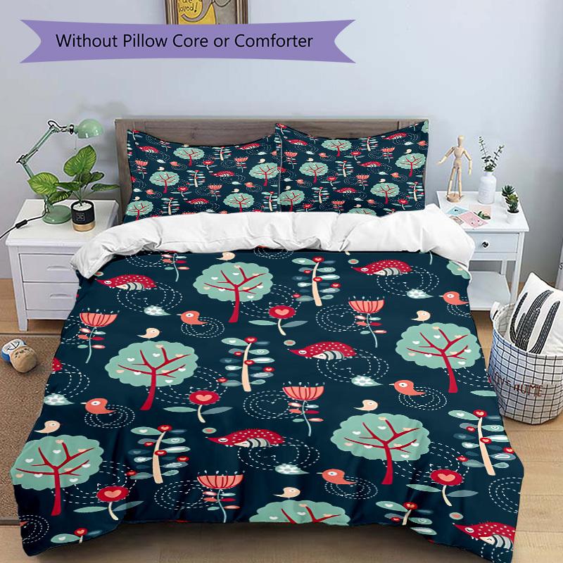 3pcs Forest Creatures Bedding Cover Set, Fashion Classic Popular Print Bedding Set, Soft Comfortable, All - Season Use, For Bedroom121