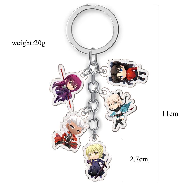 Fate/stay night Acrylic Keychain Set - 5 Anime Pendants 27mm