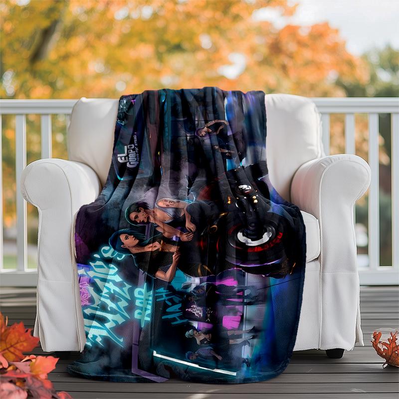 Cyberpunk Flannel Blanket Soft Warm All-Season Throw, Design for Camping, Car Travel, Hiking Sofa, Bed, Office Perfect Gift for Parties