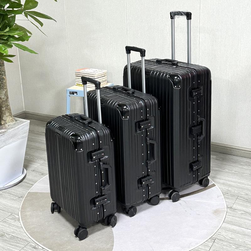 Aluminum Frame Carry-On Suitcase Set: 20"/24"/28" Password-Protected Luggage