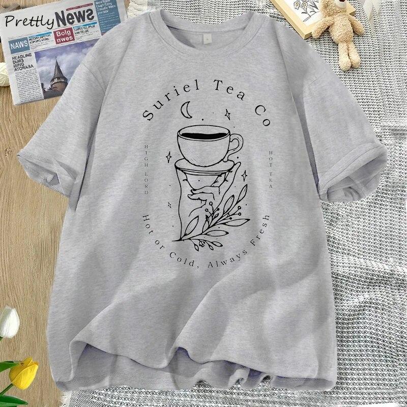 Suriel Tea Co T Shirt Dámské Grafické tričko Acotar Bookish Sarah J Maas Tričko Harajuku Bavlna Krátký rukáv Streetwear Oblečení Unisex