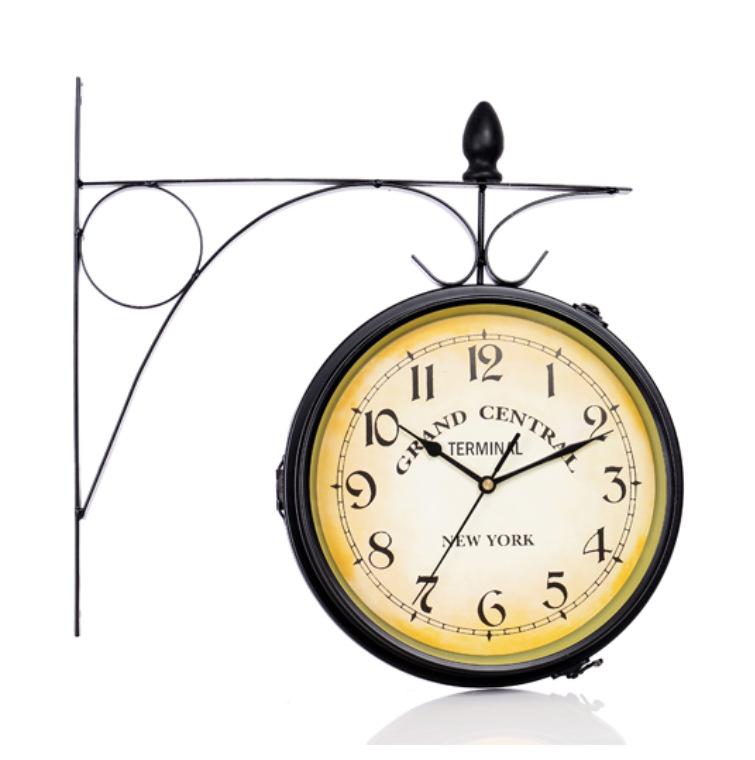 European Retro Double-Sided Decorative Iron Wall Clock for Living Room
