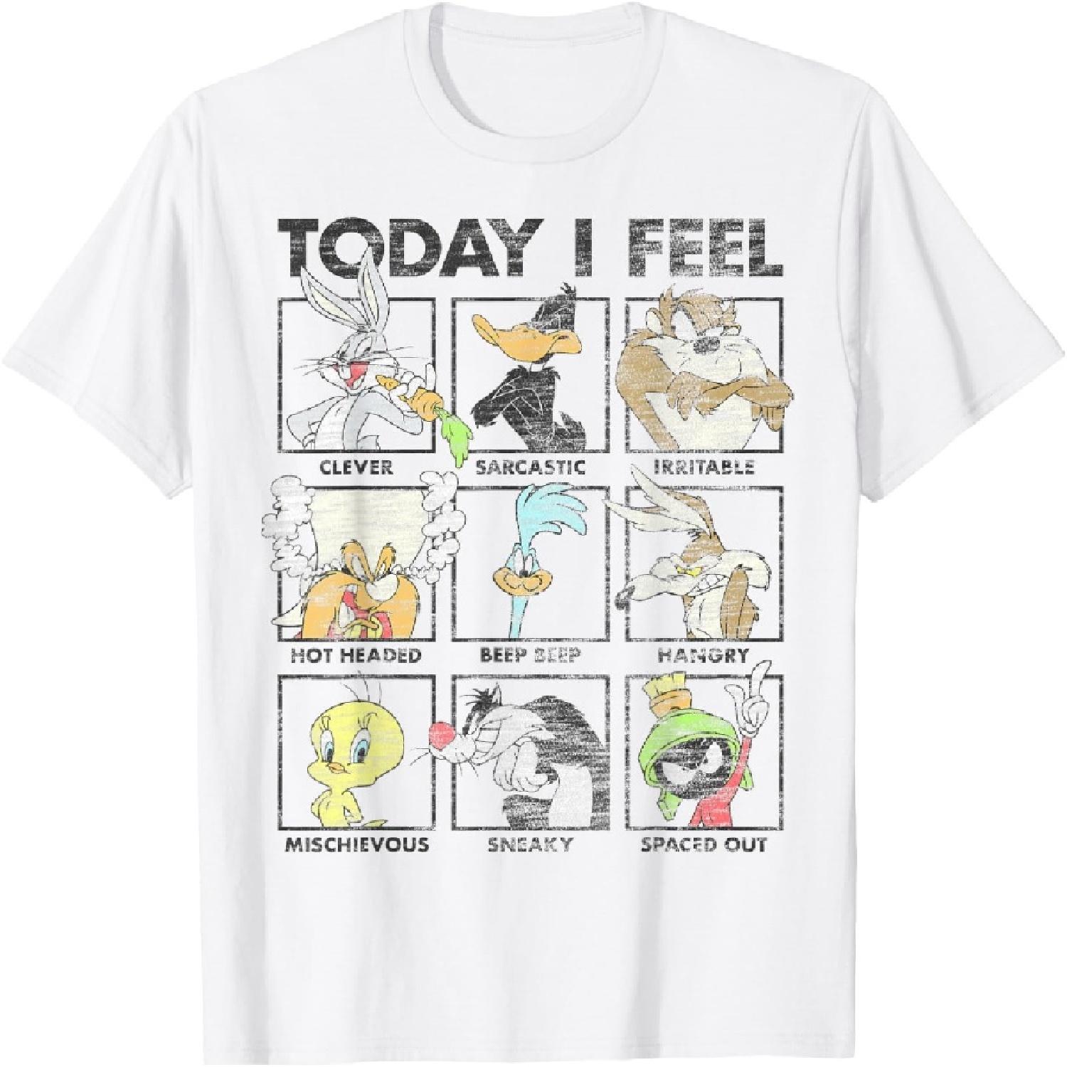 

Looney Tunes Сегодня я чувствую себя в расстройстве Персонажи Коробка Вверх Футболка S белый