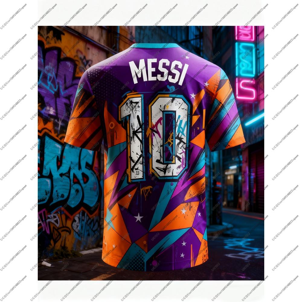 Koszulka T-shirt Piłkarska Męska Prezent Casual Chłopcy Oddychający T-shirt Szybkoschnący Top Piłka Nożna Sport Dzieci Ubranie Codzienne Messi 10 Ubranie