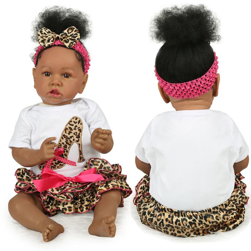 Baby Reborn 22 Doll African American Doll Silicone Vinyl Newborn  Dress Dolls