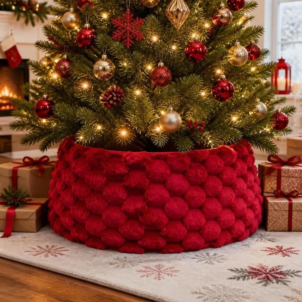 Round Christmas Tree Skirt Foldable Xmas Tree Base Decor New Tree Bottom Decoration Party