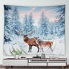 Winter Cedar Wild Elk Animal Print Pattern Home Dormitory Study Room Living Room Wall Decor Background Cloth Tapestry