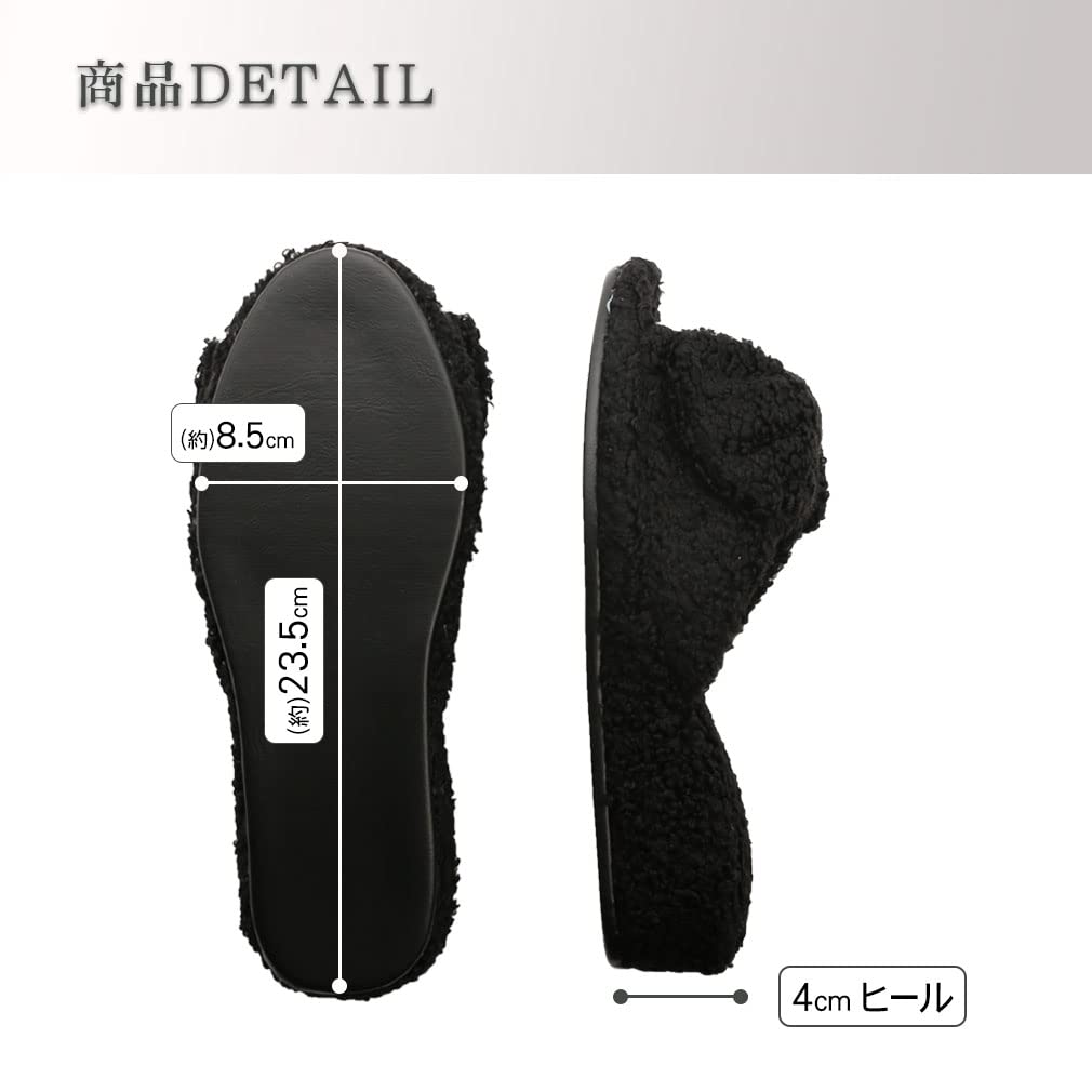 Devalier Gift Shop Fancy Heeled Portable Indoor Heeled Slippers for Entrance and Class Visits Slippers, Graduations, Ceremonies, (Pile Black) wa18-bk
