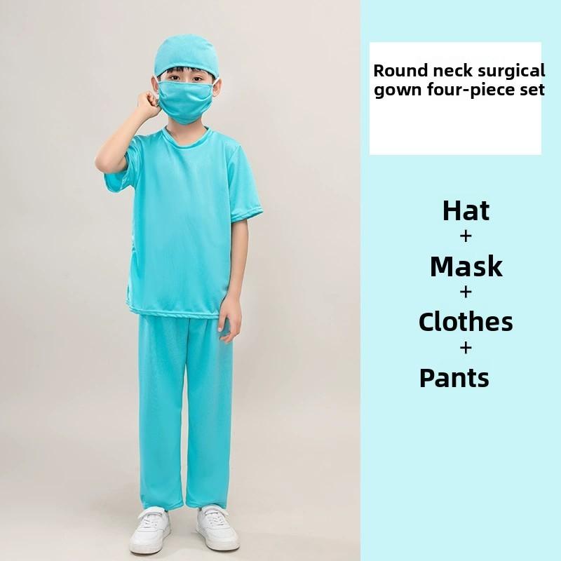 

Костюм для защиты от эпидемий Доктор Хирургические халаты Белый халат Детский костюм на Хэллоуин Round Neck,150cm
