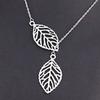 Women Fashion Double Leaf Hollow Charm Pendant Short Collar Necklace Jewelry