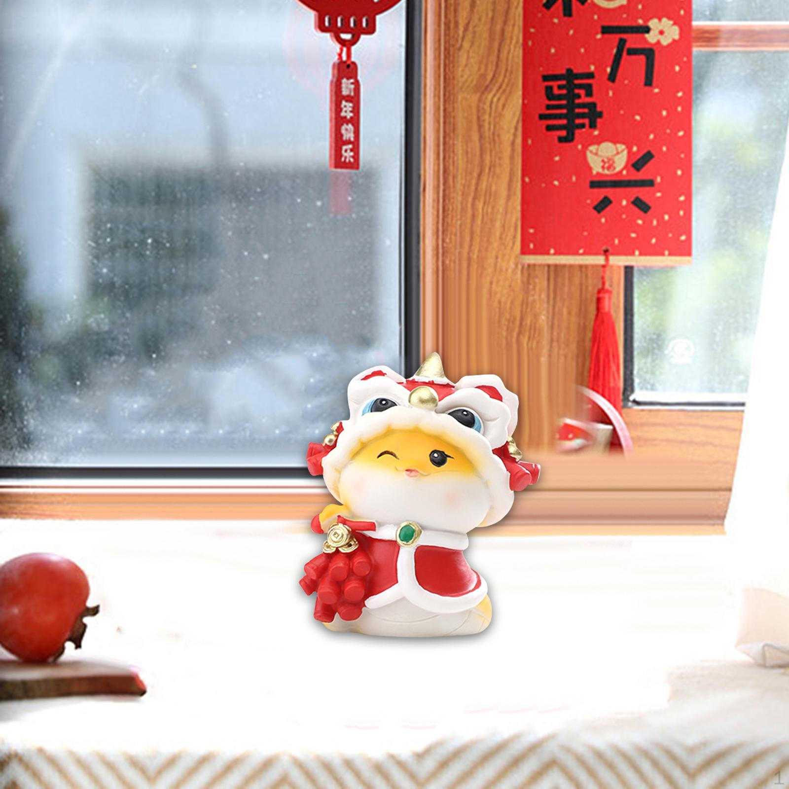 

Милая статуэтка змеи, мультяшная скульптура, художественное украшение, китайская статуэтка фэншуй, столешница Holding Pendant