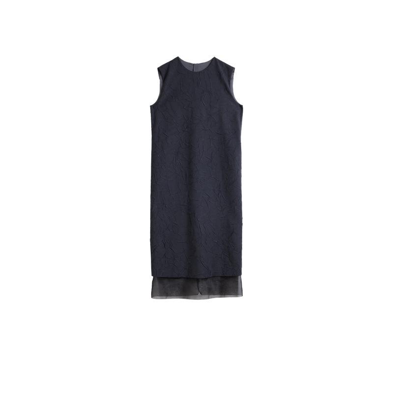 

Spring 2026 3D Floral Round Neck Slim Fit Tulle Dress for Women Small