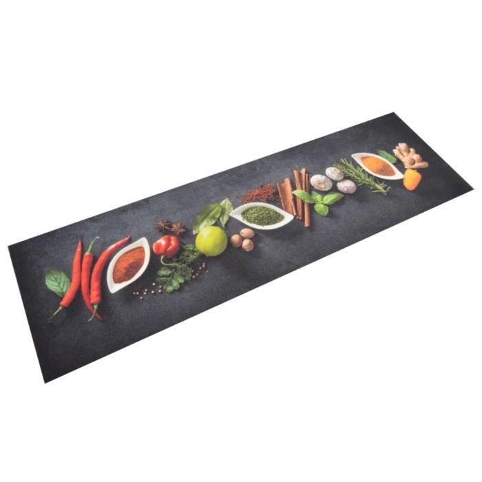 VidaXL Tapis de cuisine lavable impression d'épices 45x150 cm velours 136540