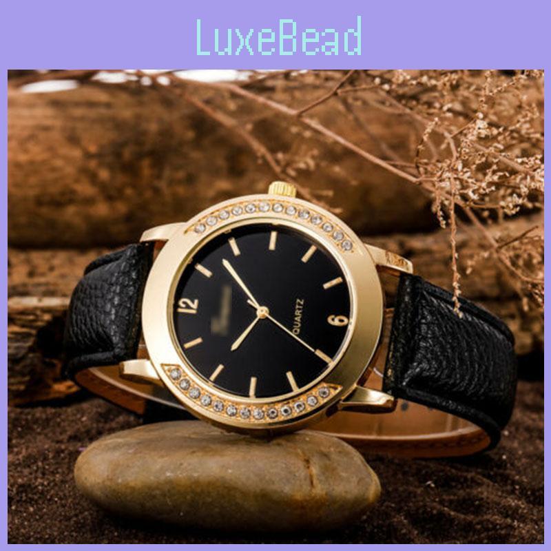 Elegant Fashion Women Crystal Artificial Leather Quartz Analog Luxury Wrist Watches