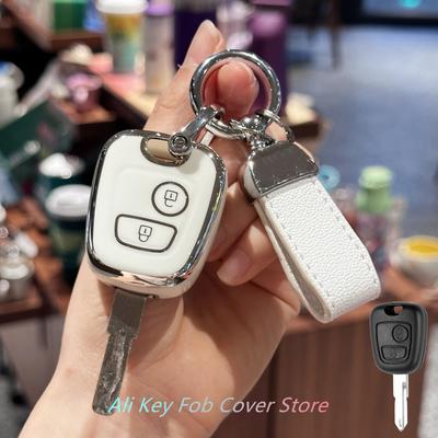 Couvercle de porte-clés avec lanière de porte-clés de voiture, pour Peugeot 106 107 206 207 306 307 406 407, coque de clé de voiture pilote