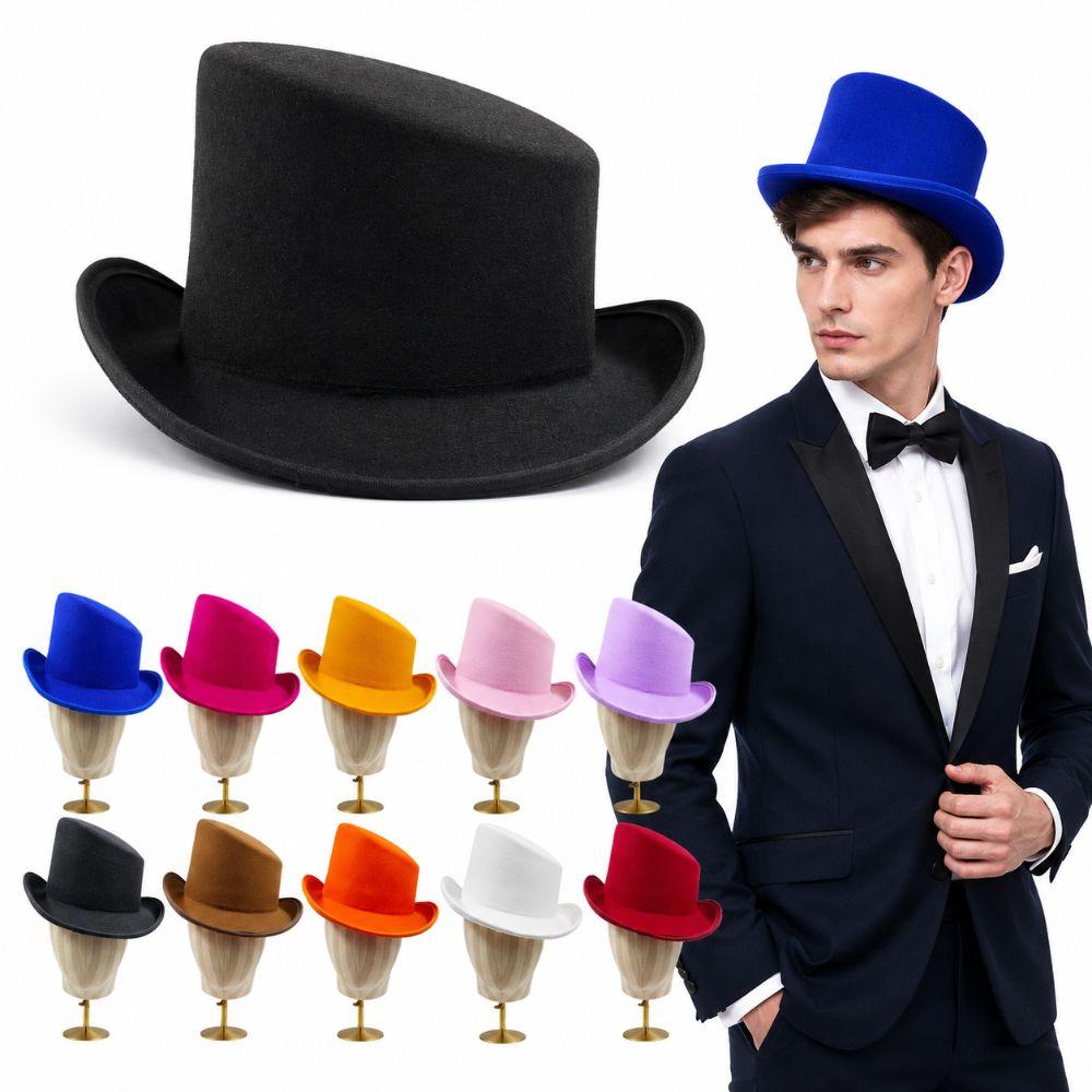 Warm Slanted Top Hat Breathable Fedora Hat New Slanted Magician's Hat Autumn Winter