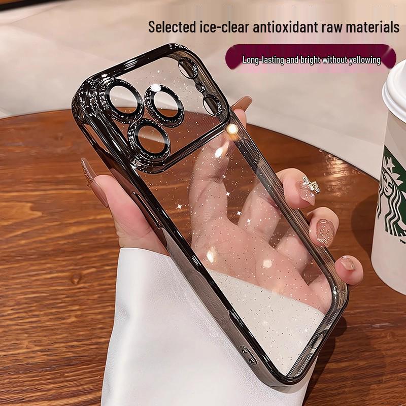 Compatible iPhone 17 Pro Max Electroplated Glitter Full Coverage Lens Film Anti-Fall Protective Case