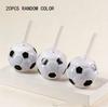 5PCS Random Color Football Themed Water Bottles with Straw - BPA Free Plastic Drinking Cups for Kids & Events