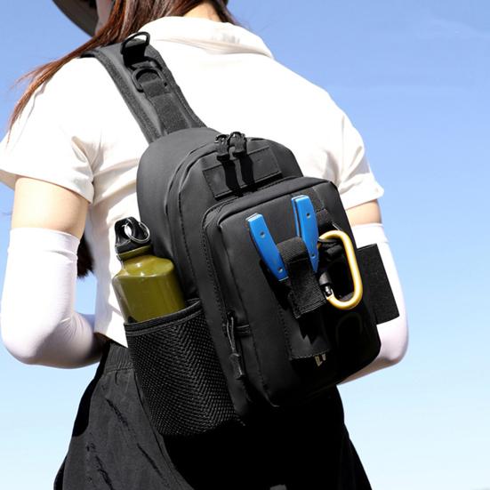 Fishing Bag with Rod Holder Waterproof Nylon Fishing Accessories Sling Bag Lightweight Outdoor Hiking Hunting Fishing Gear Single