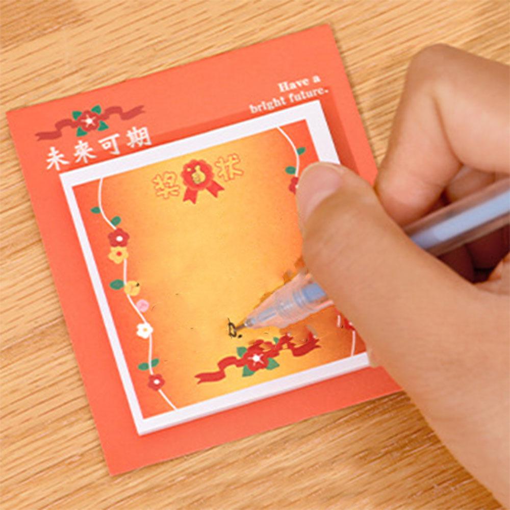 1 Piece Certificate Of Commendation Adhesive Sticky Notes Notepad Memo Pad Office School Supplies Stationery Sticker