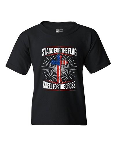 I Stand For Flag Kneel For Cross American Flag USA (F) DT Youth Kids T-Shirt Tee Unisex T-Shirt XXL