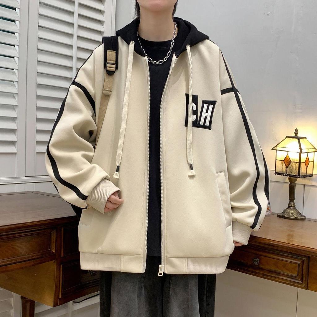 Hooded Casual Baseball Jacket for Teen Boys and Men's 2024 Stylish Outerwear
