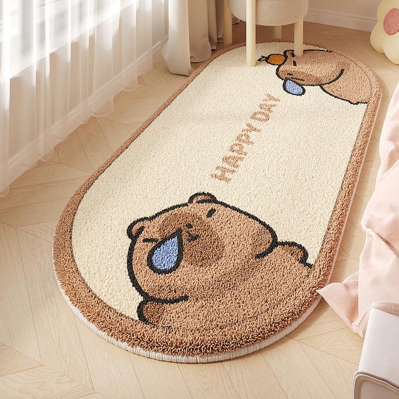 Tapis de Chambre Tapis Doux Moelleux de Chevet Tapis Mignon Dessin Animé Capybara Tapis Long Décoration de Maison Tapis de Sol Antidérapant Alfombra De Dormitorio