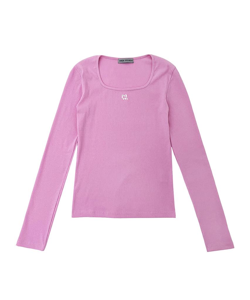 WHEN YOU MOVE Square Neck Symbol Logo Embroidered Ribbed Tee (3 Colors)