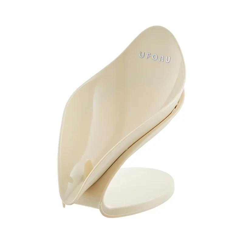 

Держатель для мыла в форме листа для кухни, ванной комнаты, самоосушающийся поднос, полка с противоскользящей присоской, ящик для хранения мыла кремовый