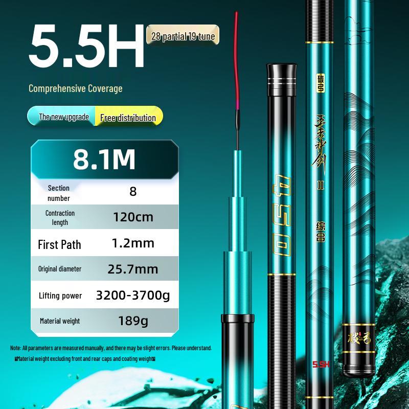 Ultra Light & Hard Carbon Fishing Rod 28/19 Tune Taiwanese Big Fish Gear - Divine Sword Series by Bow King