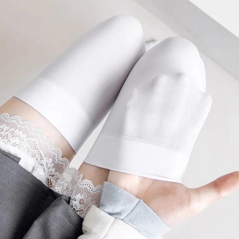 Women'S Sexy Solid Color Black White Thigh High Socks Cute Lolita Style Sweet Thin Leggings Velvet Soft Skin-Friendly Stockings
