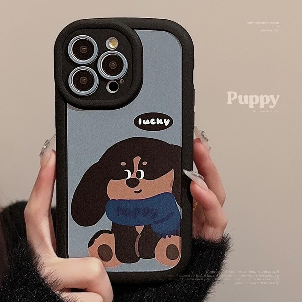 Niche Ins Puppy 16 Mobile Phone Case IPhone 15 Silicone 11 Applicable 14pro Max Cute Fun 12 Full Package