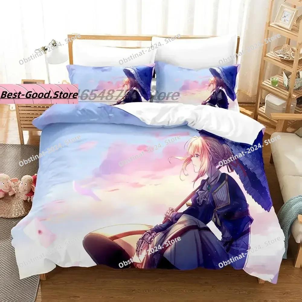 Violet Evergarden Beding Set Single Twin Ful Quen King-Sized Dimensionsd Dimensions Bed Linen Set Aldult Kid Bedrom Duvetcover Sets 3D Anime Bed Shet