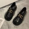British Style Soft Leather Spring and Summer Small Leather Shoes Women's 2025 New Retro Metal Black Single Shoes Small Loafers